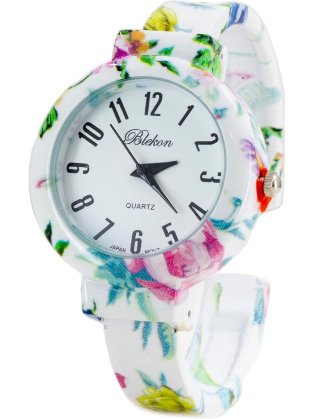 Women's White Elegant Flower Design Bracelet Cuff Bangle Fashion Wrist Watches
